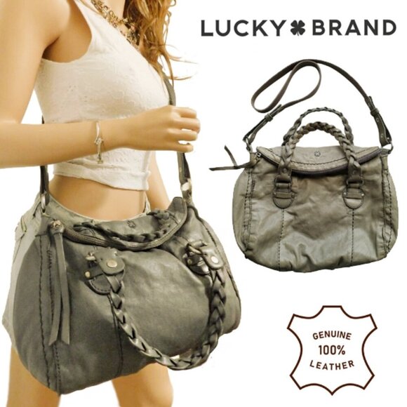 Lucky Brand Buttery Soft Leather Convertible Satchel Large Messenger Bag - Picture 1 of 16